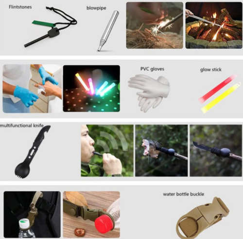 39 Pcs Multi-Function Camping/Survival Kit (Black,Red,Navy Grey & Camouflage)