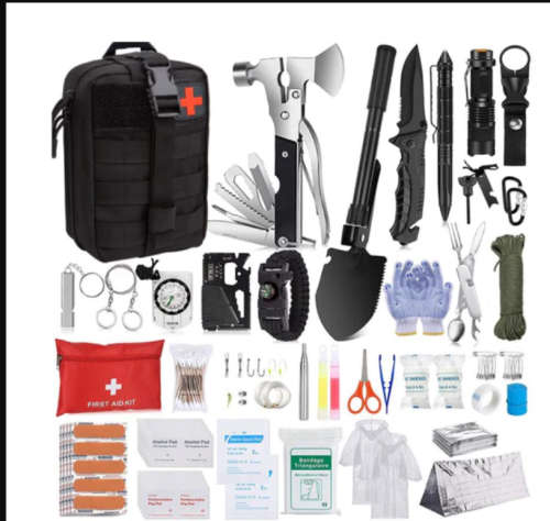 Tactical Survival Multi-Kit - 96 in 1 - Field Emergency Kit (Black & Navy Grey)