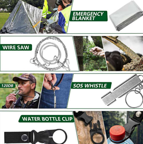 Tactical Survival Multi-Kit - 96 in 1 - Field Emergency Kit (Black & Navy Grey)