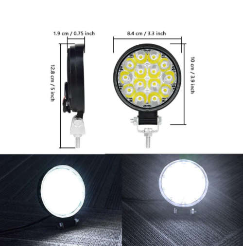 48W Led Spot Light Work Light 2Piece (Round&Square)