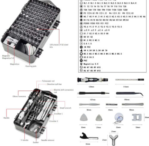 138-in-1 Screwdriver Set multi-Purpose Precision Repair Tool Kit Grey,Purple,Blue&Yellow
