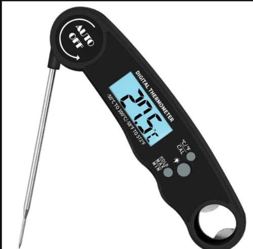 Premium Instant Read Digital Folding Meat Thermometer (Red & Black)