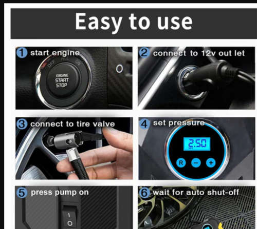 Digital air compressor portable hand pump for cars Portable tire Inflator