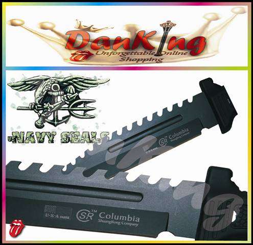 USA Saber Serrated Survival Knife - Black