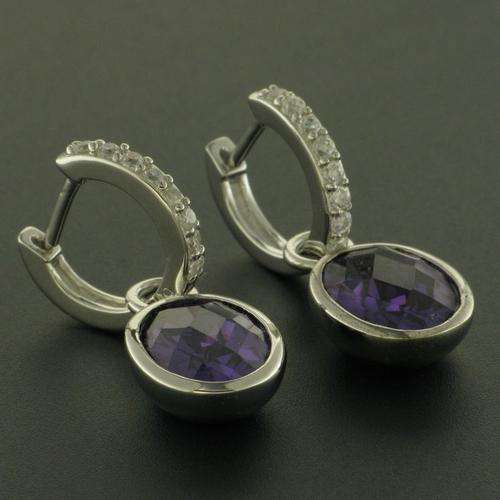 Sterling Silver Oval Amethyst & Cubic Zirconia
