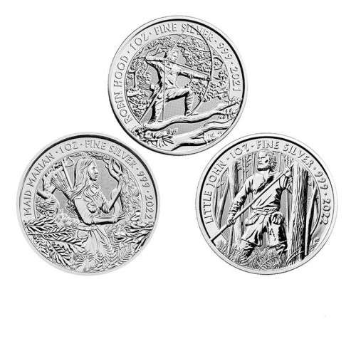 2021/2 1 Oz 3 no. Coin Set Legends & Myths - Little John, Maid Marian & Robin Hood