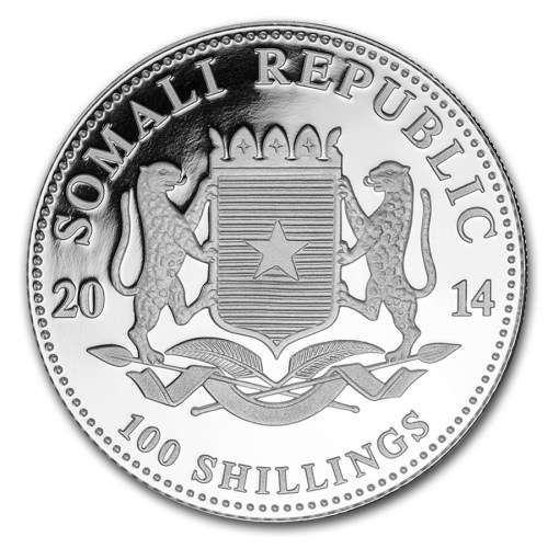 2014 1 Oz Somali Elephant Silver Bullion in Capsule