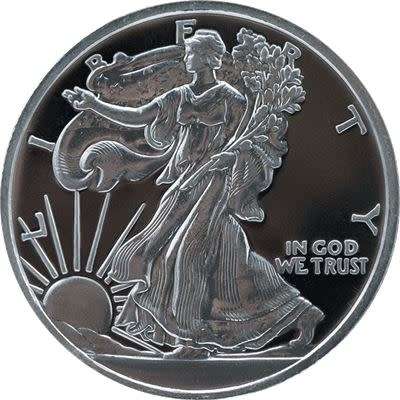 7 No. 1 Oz Walking Liberty Silver Round - Milkspotting