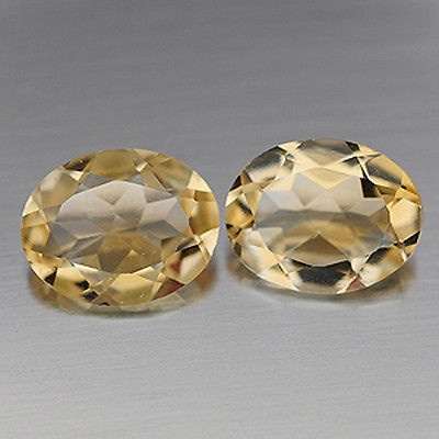 Light lemon citrine 8.44 ct 12mmx10mm Oval Pair