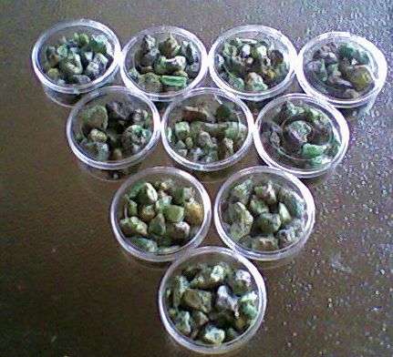 Rough  Tsavorite and  Tanzanite pieces for sale a each 10g Jar