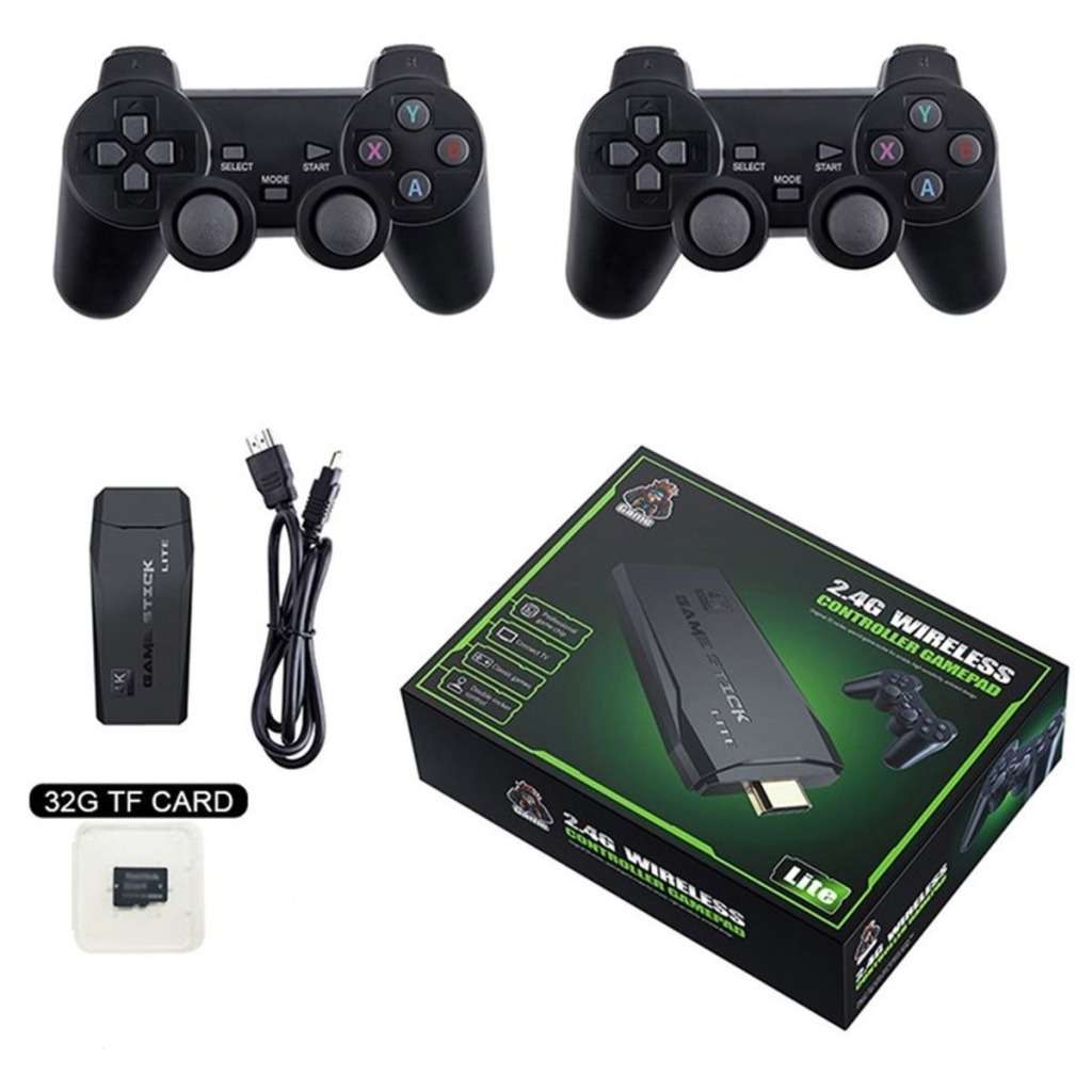 4K Ultra HD Game Stick + 2 x Wireless Controllers Gamepad Set