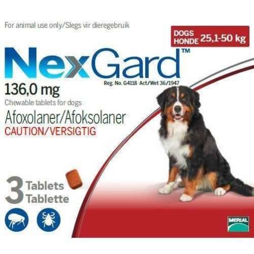 NexGard Chewables - Tick & Flea Control - Extra Large Dog 25-50kg - 3 Tablets