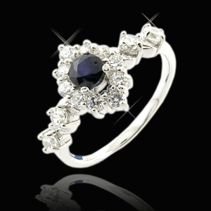 925 Sterling Silver Natural Blue Sapphire and White CZ Ring *MOST REASONABLE INTERNATIONAL SHIPPING*