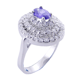 STUNNING!925 Sterling Silver Amethyst CZ and White CZ Ring NewMOST REASONABLE INTERNATIONAL SHIPPING