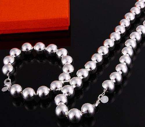HOLLOW SILVER BALLS STERLING SILVER 925 STAMPED SILVER BALLS-  NECKLACE + BRACELET.... NEVER BEFORE!
