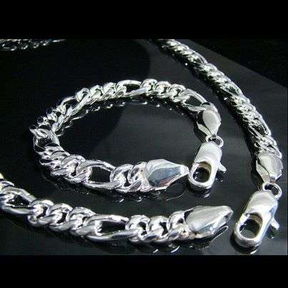 BEAUTIFUL SILVER LINK NECKLACE AND BRACELET 925 STERLING SILVER STAMPED  **NEVER BEFORE FOR R1-00!!