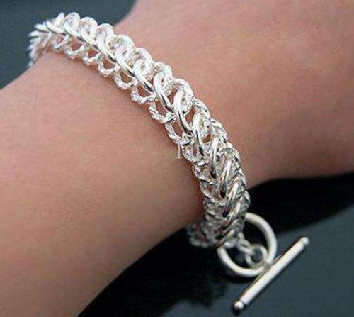 NEW! DOUBLE LINK SILVER BRACELET STAMPED 925. BEAUTIFUL!     NEVER BEFORE FOR R1-00!!!!