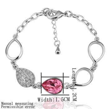 WoW! Absolutely Beautiful! Genuine Swarovski elements Tear-drops crystal 18K GP bracelet-Pink!