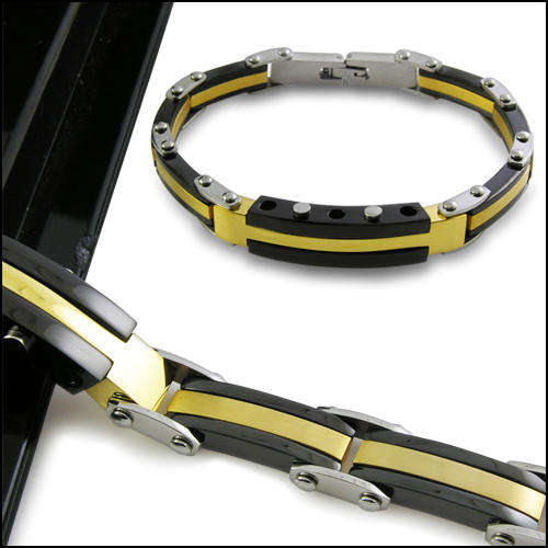 THIS IS A ABSOLUTELY BEAUTIFUL ITEM! TRIPLE TONE STAINLESS STEEL BRACELET! IMPRESSIVE!!! A MUST BID!