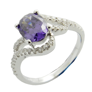 925 Sterling Silver Amethyst and White CZ Ring New***SOLID SILVER! BEAUTIFUL!