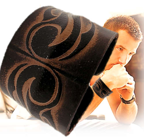 LEATHER STEEL ADJUSTABLE MEN'S BRACELET! HANDSOME GIFT! FIRST TIME EVER ON R1.00 AUCTION!