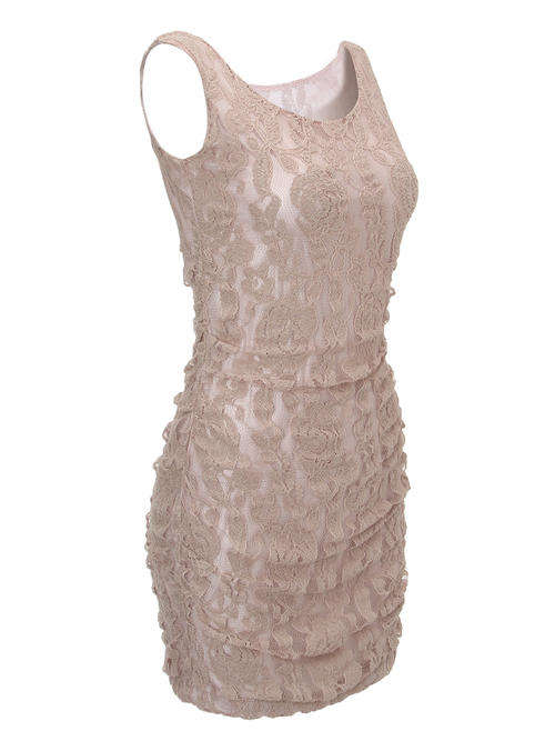 Beautiful Lace Sexy Short Khaki Strap Tank Mini Dress that will bring out the natural you! Must bid!