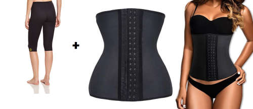 100% Latex Workout Waist Trainer and Hot shapers Pants Combo