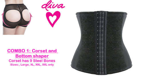COMBO SPECIAL: 9 steel boned Corset and Bottom Shaper