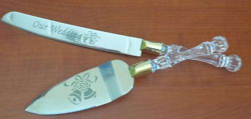 Faux Crystal Knife and Server Set Style 35745 - brand-new