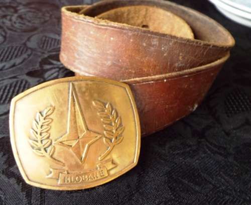 VINTAGE GENUINE LEATHER BELT WITH HLOBANE BUCKLE