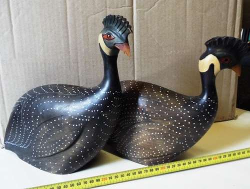 STUNNING PAIR OF HAND CRAFTED GUINEA FOWL