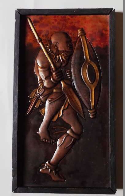 STUNNING COPPER RELIEF OF WARRIOR