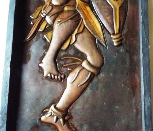 STUNNING COPPER RELIEF OF WARRIOR