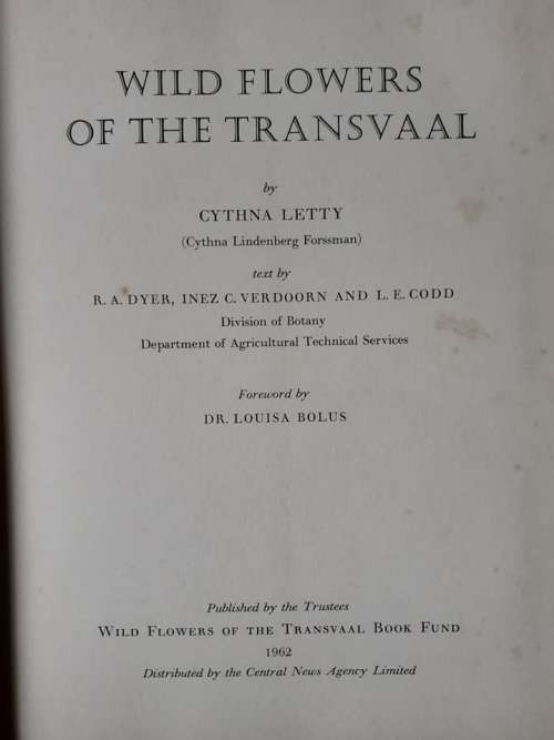 Wild Flowers Of The Transvaal ~ Cythna Letty