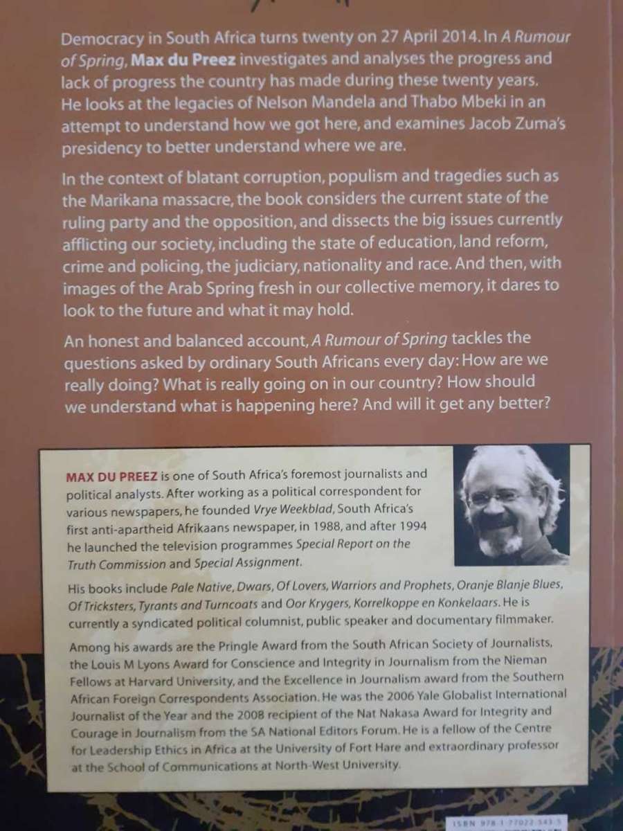 A Rumour of Spring ~ Max Du Preez