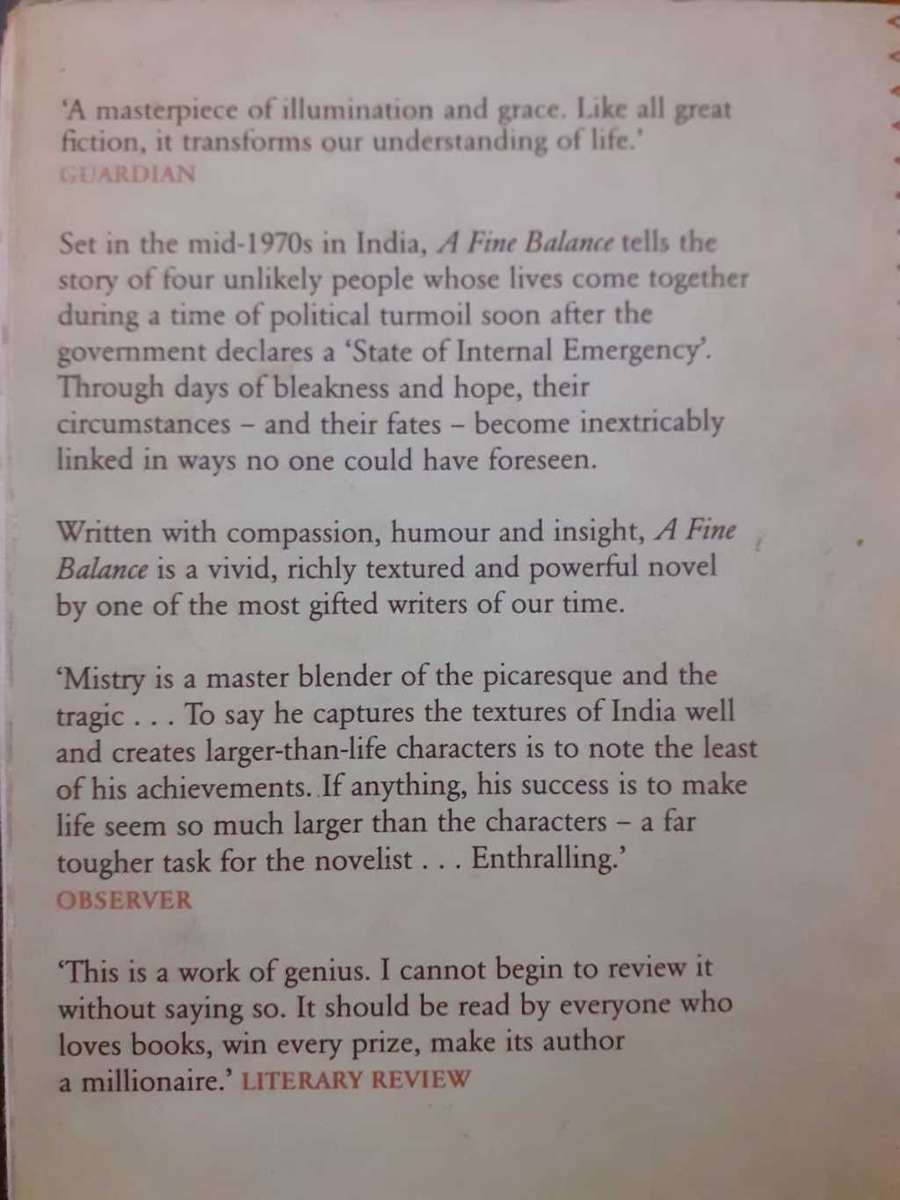 A Fine Balance ~ Rohinton Mistry