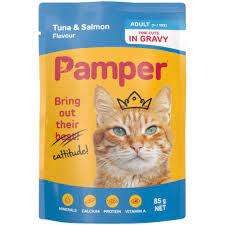 Pamper Cat Sachets x 30  cat food Tuna and Salmon in gravy