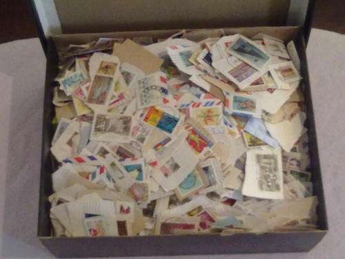 XTRA LARGE SHOE BOX WITH THOUSANDS  OF S.A & SMALL ASSORTMENT OF WORLD ON &OFF PAPER