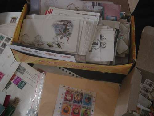 BOX OF STAMPS.& COVERS
