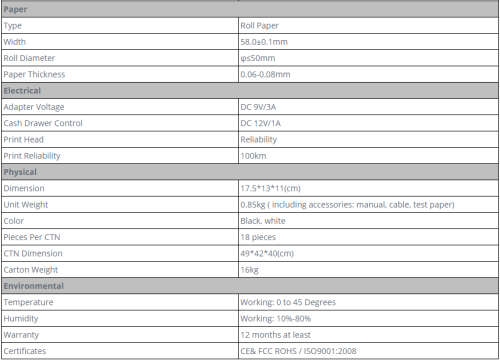 58mm USB POS Receipt Label Thermal Printer