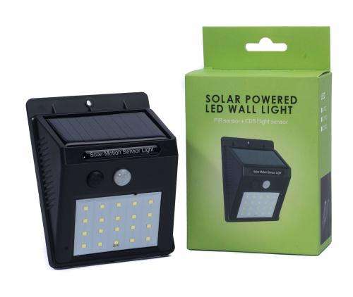 Solar Powered LED Wall Light, Motion PIR Sensor and CDS Night Sensor - 20 LED