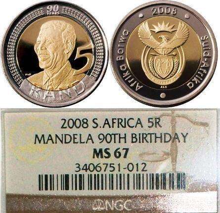 !!!!!!!!!NGC MS67(the Legend) - R5 2008 MANDELA BIRTHDAY COINS!!!!!!!!