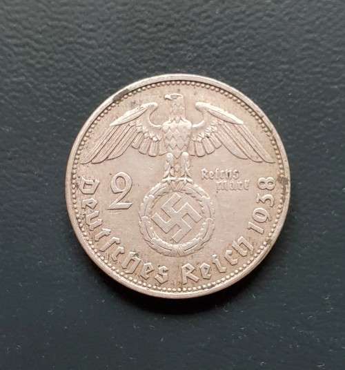 $$$ 1938 SILVER 2 Mark H v Hindenburg GERMANY $$$