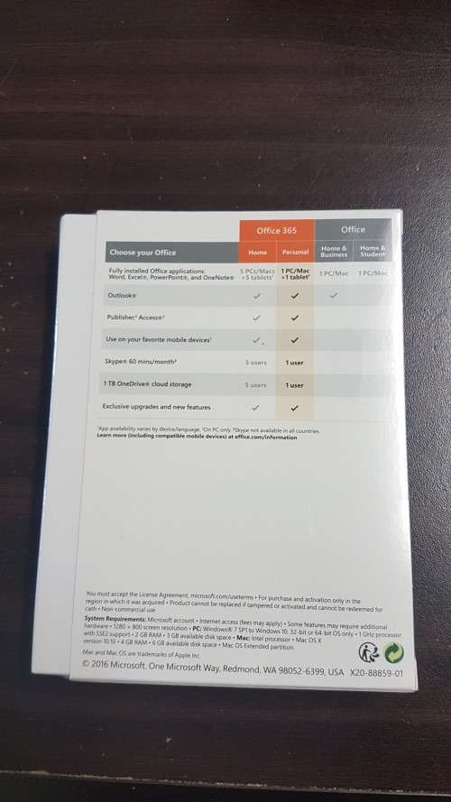 Microsoft Office 365 Personal Subscription 1-User / 1-Year (Word/Excel/PowerPoint/OneNote/Outloo)