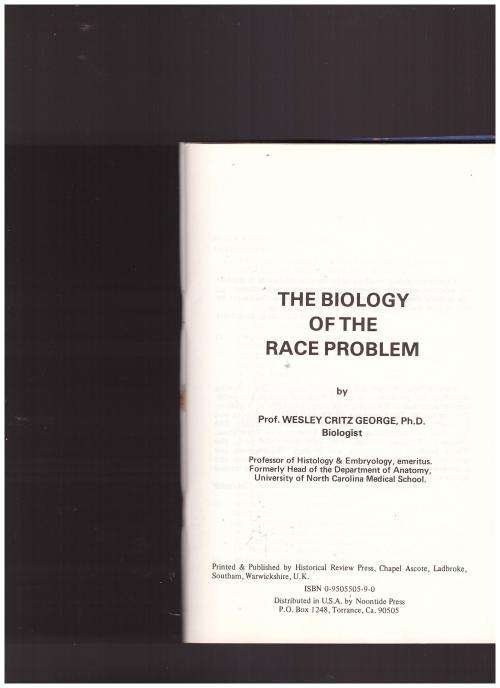 THE BIOLOGY OF THE RACE PROBLEM