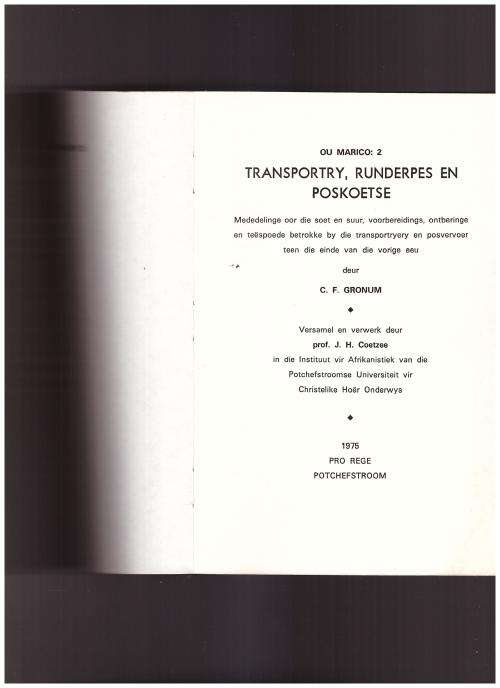 TRANSPORTRY, RUNDERPES EN POSKOETSE DEUR C F GRONUM