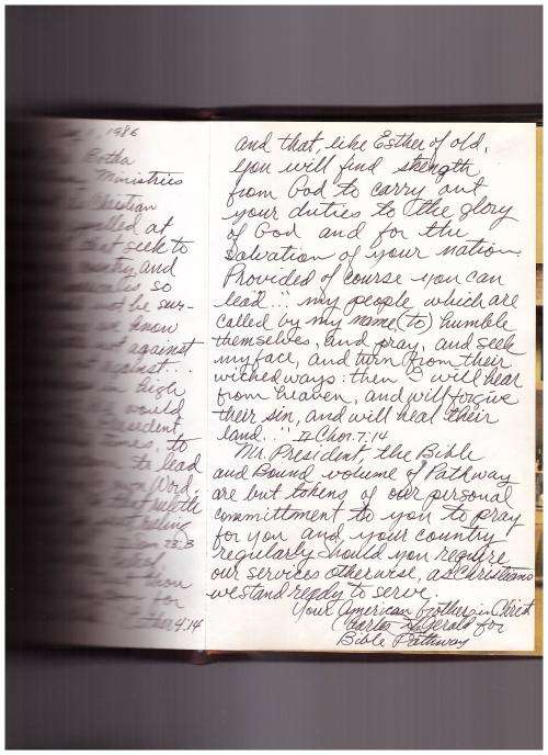 BIBLE PATHWAY - P.W BOTHA STATE PRESIDENT REPUBLIC OF SOUTH AFRICA, PRESENTED TO P BOTHA WITH LETTER