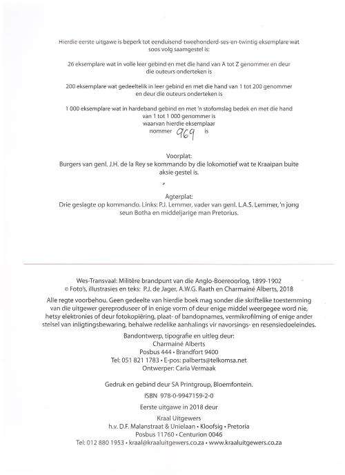 WES-TRANSVAAL, MILITERE BRANDPUNT VAN DIE ANGLO-BOEREOORLOG, 1899-1902, BEPERKTE OPLAAG