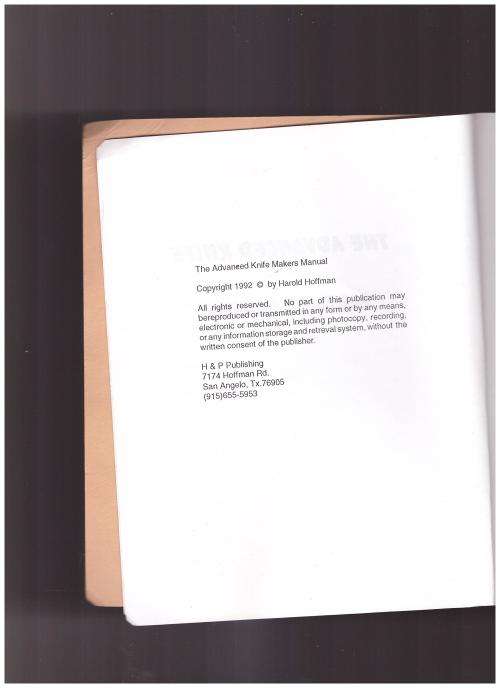 THE ADVANCED KNIFE MAKERS MANUAL