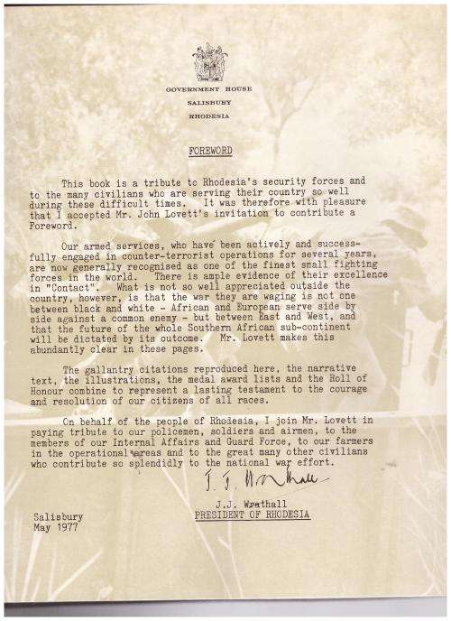 CONTACT, RHODESIA AT WAR BY JOHN LOVETT